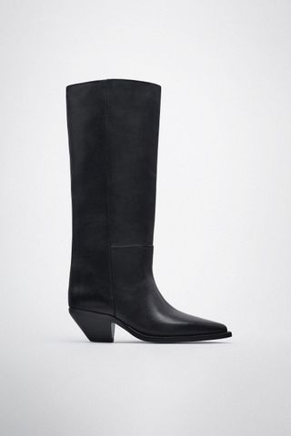 Zara + Minimal Knee-High Cowboy Boots