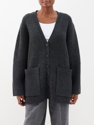 Toteme + Patch-Pocket Ribbed Wool Cardigan