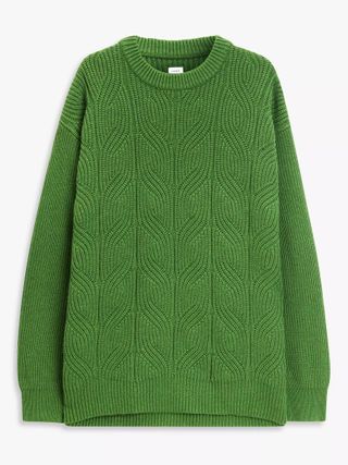 John Lewis + Merino Wool Blend Mock Cable Sweater