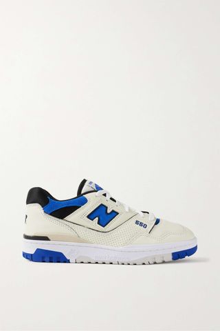 New Balance + 550 Perforated Leather, Suede and Mesh Sneakers