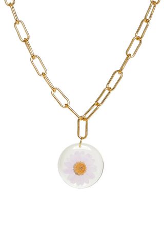 Dauphinette + Pressed Neon Daisy Pendant Chain Necklace