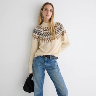 J.Crew + Fair Isle Mockneck Pullover Sweater