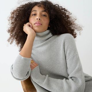 J.Crew + Ribbed Cotton-Cashmere Relaxed Turtleneck Sweater