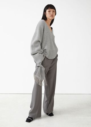 & Other Stories + Oversized Lambswool V-Neck Sweater