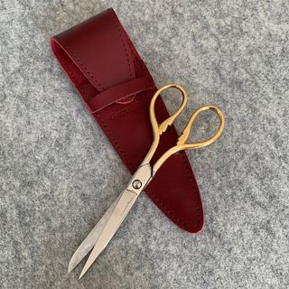 Garrett Wade + Italian Gilded Sewing Scissors With French Leather Case