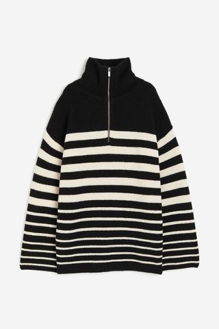 H&M + Rib-Knit Half-Zip Sweater