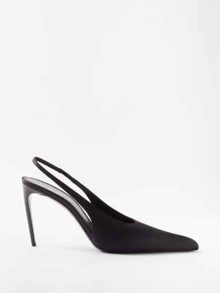 Saint Laurent + Kendall 90 Silk-Satin Slingback Pumps