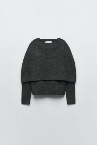 Zara + Wrap Collar Knit Sweater