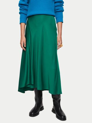 Jigsaw + Satin Bias Asymmetric Skirt | Green