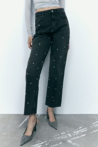 Zara + Rhinestone Jeans