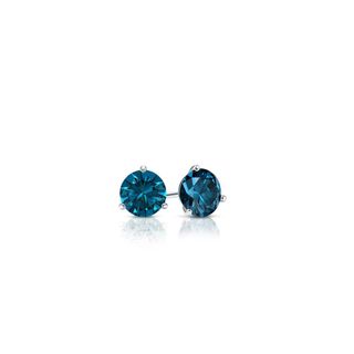 Grown Brilliance + 1/2 ctw Round Blue Lab Grown Diamond Stud Earrings in Sterling Silver