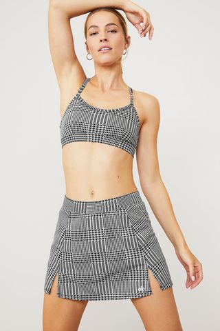 Alo Yoga + Jacquard Glenplaid Tennis Skirt - Titanium/Black