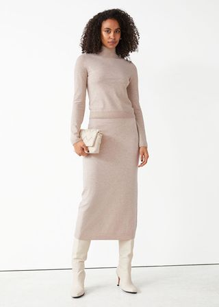 & Other Stories + A-Line Wool Knit Skirt