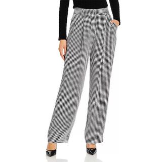 Armani + Pleated Wide Leg Houndstooth Trousers
