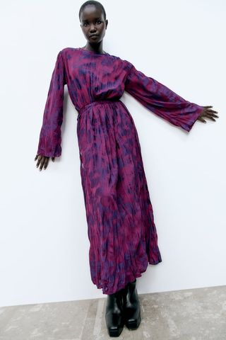 Zara + Wrinkled Jacquard Dress