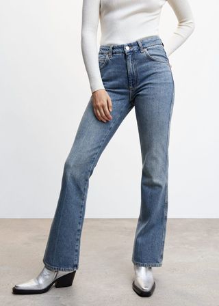 Mango + Medium-Rise Flared Jeans