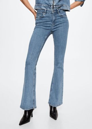 Mango + Mid-Rise Flared Jeans