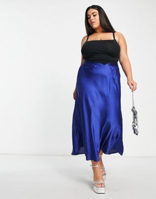 Vero Moda Curve + Vero Moda Curve Satin Midi Skirt in Purple