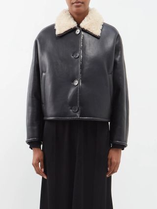Stand Studio + Amelie Cropped Faux-Fur Leather Jacket