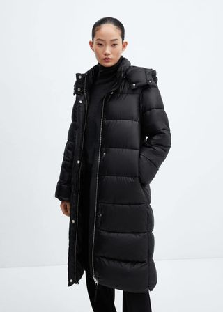 Mango + Hooded Water-Repellent Quilted Jacket