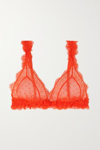 Love Stories + Love Lace Ruffled Recycled-Lace Soft-Cup Triangle Bra