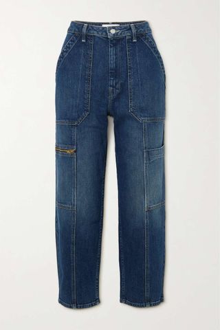 Mother + Cropped High-Rise Straight-Leg Cargo Jeans