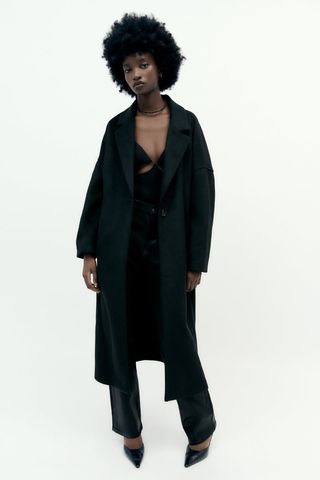 Zara + Extra Long Wool Blend Coat