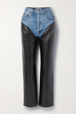 Agolde + Harley Denim and Recycled Leather-Blend Straight-Leg Pants
