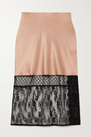 Sleeping With Jacques + Francine Lace and Tulle-Trimmed Silk-Satin Skirt