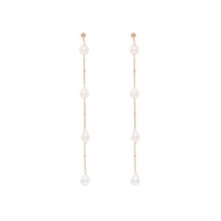 Ella Palm + Alexandra Baroque Pearl 14k Gold Drop Bridal Earrings