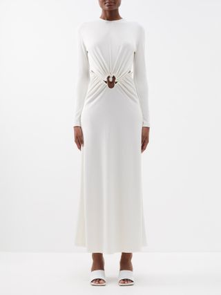 Christopher Esber + Quartz Ruched Ribbed Jersey Dress