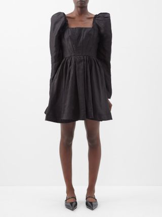 Aje + Fleur Puff-Sleeve Linen-Blend Mini Dress