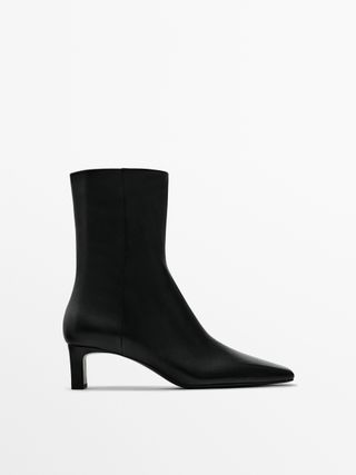 Massimo Dutti + Leather Heeled Ankle Boots