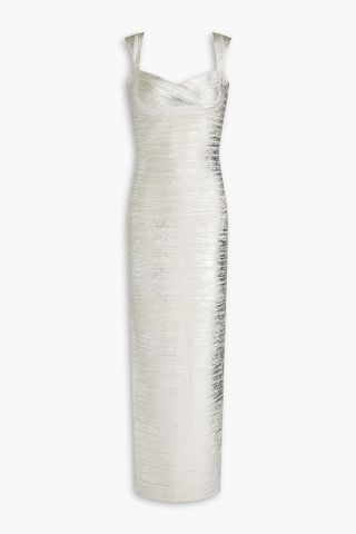 Hervé Leger + Metallic Coated Bandage Gown