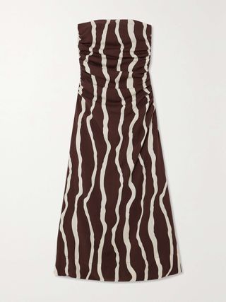 Faithfull the Brand + + Net Sustain Sicilia Strapless Striped Lenzing Lyocell-Satin Midi Dress