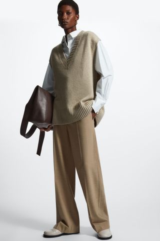 COS + Regular Fit Wool Flannel Trousers