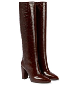 Paris Texas + Croc-Effect Leather Knee-High Boots