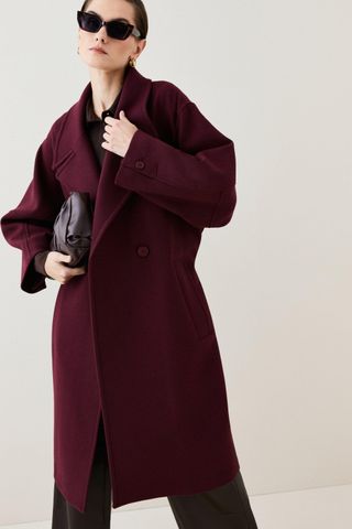 Karen Millen + Italian Wool Raglan Sleeve Coat