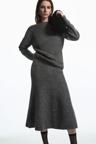 COS + Flared Merino Wool Midi Skirt