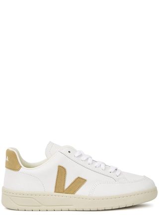 Veja + V-12 White Leather Sneakers