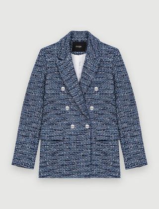 Maje + Double-Breasted Tweed Jacket