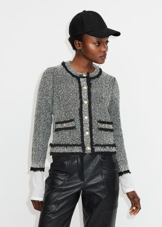 Me+Em + Monochrome Tweed Knit Jacket