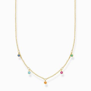Thomas Sabo + Gold Necklace With Colourful Stones