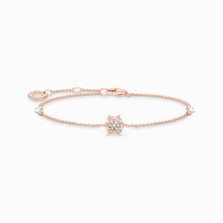 Thomas Sabo + Rose Gold Snowflake Bracelet With White Stones