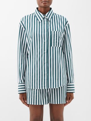 The Frankie Shop + Lui Patch-Pocket Striped Cotton-Poplin Shirt