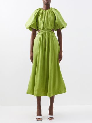 Aje + Capucine Cutout Linen-Blend Dress