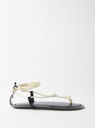 The Row + Knot Leather Wraparound-Strap Sandals