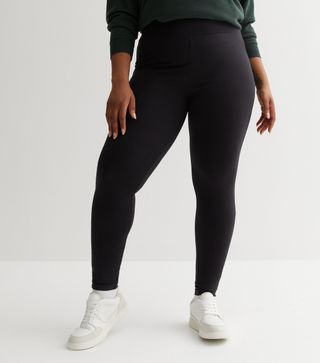 New Look + Curves Black Jersey High Waist Leggings