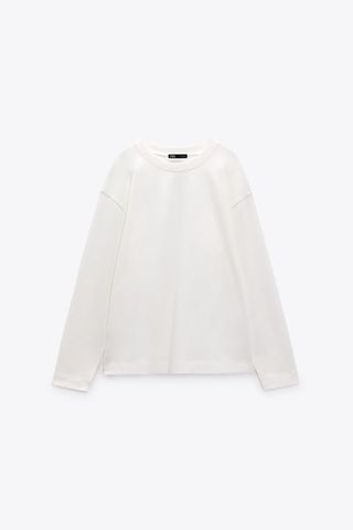 Zara + Long-Sleeve Cotton T-Shirt