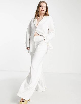 Saint Genies + Plus High-Waisted Flare-Leg Trousers in White